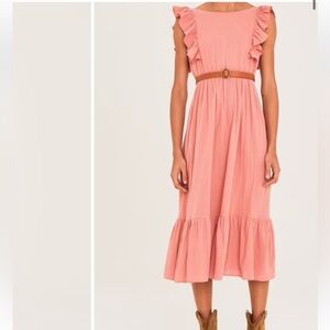 Ba&sh Joyce Ruffle Cotton Midi Dress